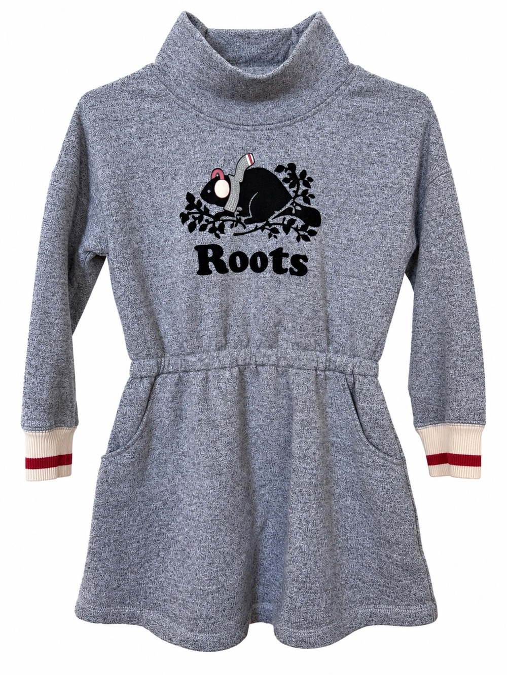 Roots Kids Girls Grey Beaver Sweatshirt Dress Size M 7–8